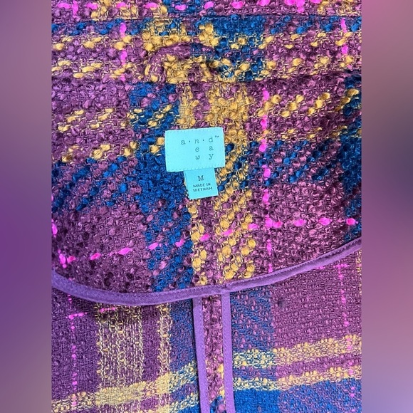 A NEW DAY Maroon, orange &‎ black plaid wool blend jacket size M - Picture 11 of 14